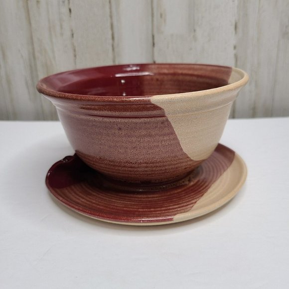 Art Pottery Clay Pottery Unique Soup Bowl Mug Plate Dish One Piece Tri Color - Picture 16 of 16